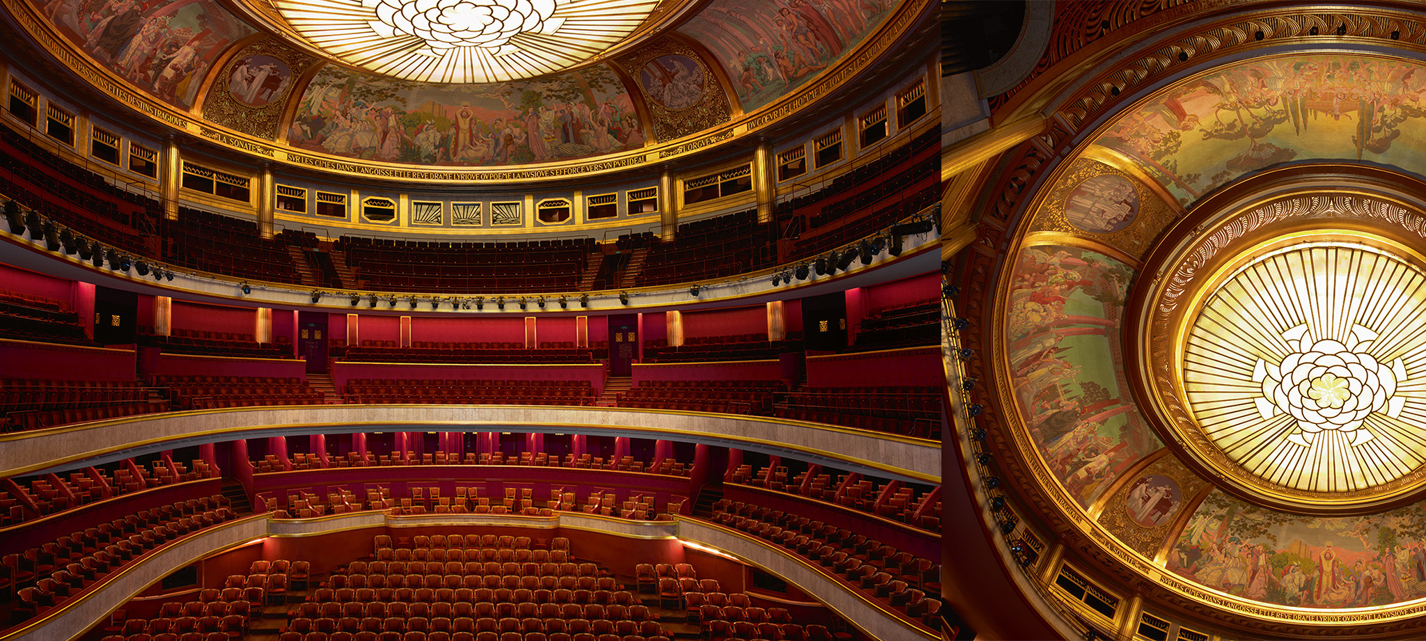 photos of the Théâtre des Champs-Elysées and Théâtre des Champs-Elysées ceiling